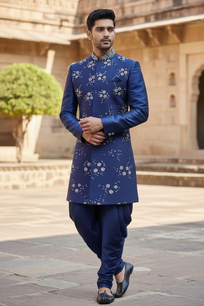 Midnight Royal Embroidered Sherwani – Couture Edition
