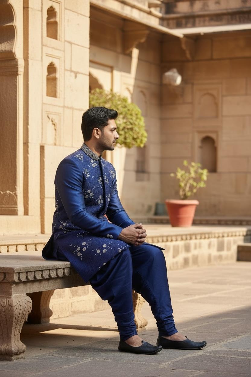Midnight Royal Embroidered Sherwani – Couture Edition
