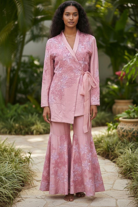 Blush Floral Wrap Co-ord Set – Couture Edition
