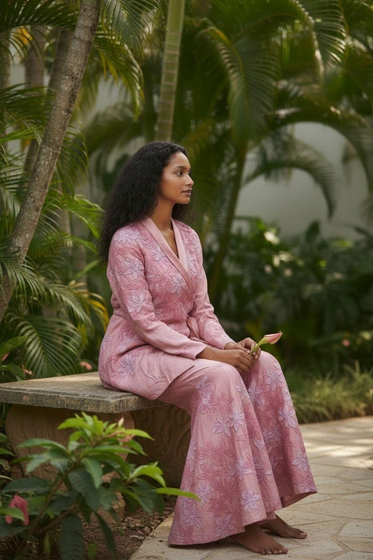 Blush Floral Wrap Co-ord Set – Couture Edition