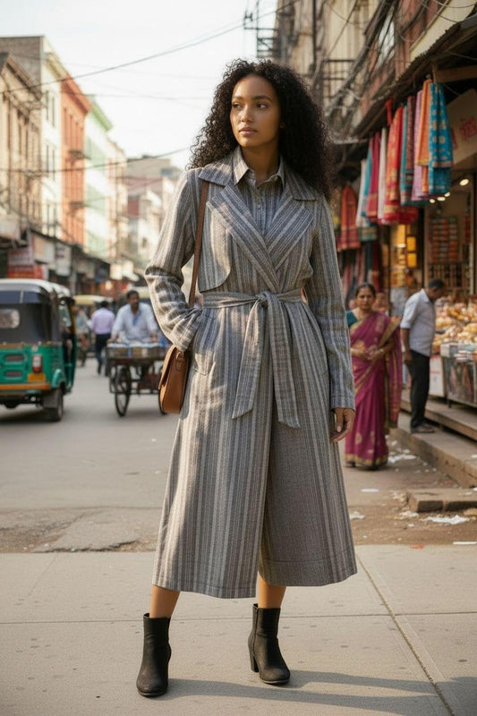 Striped Belted Trench Dress – Pret Edition
