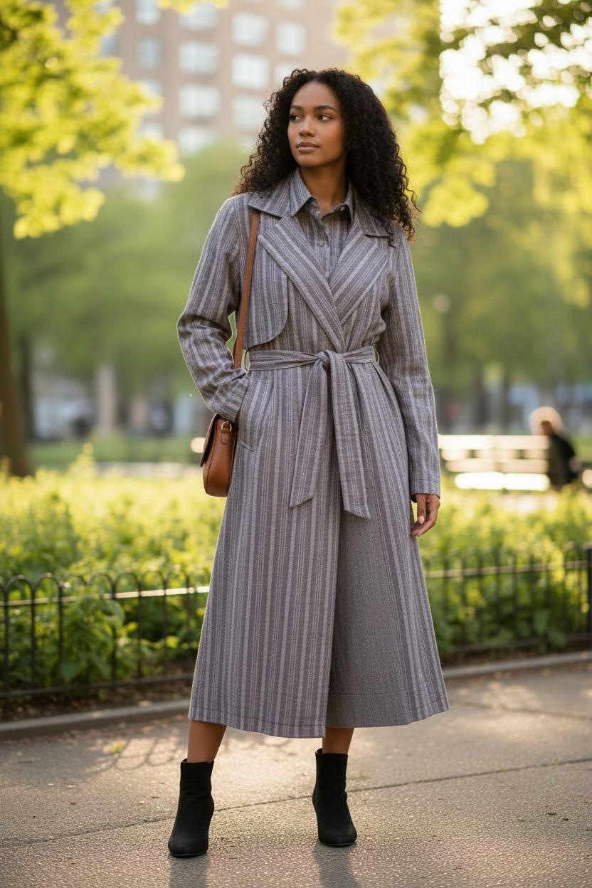 Striped Belted Trench Dress – Pret Edition