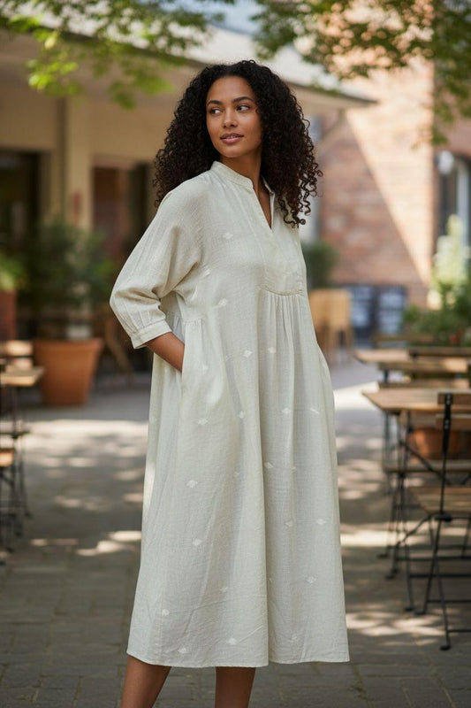 Sage Minimal Embroidered Midi Dress – Pret Edition