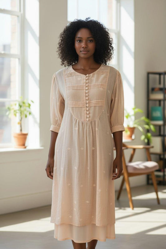 Blush Embroidered Panel Midi Dress – Pret Edition